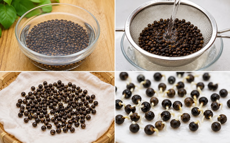 Ngâm ủ hạt giống mồng tơi 